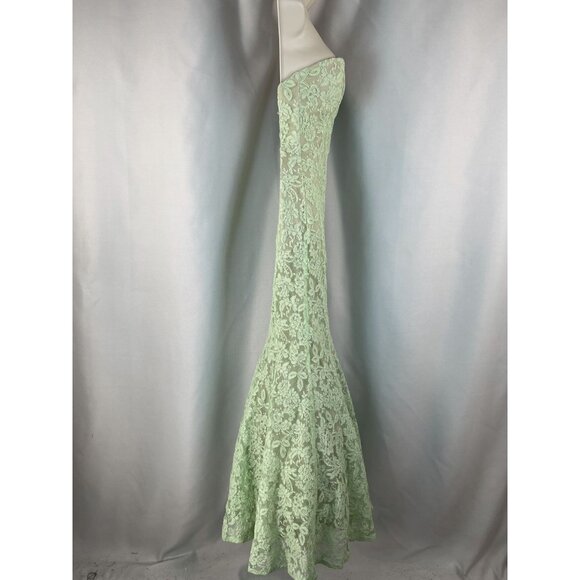 La Femme 20047 Lime Green Full Lace Strapless Formal Gown $605 - Picture 8 of 12